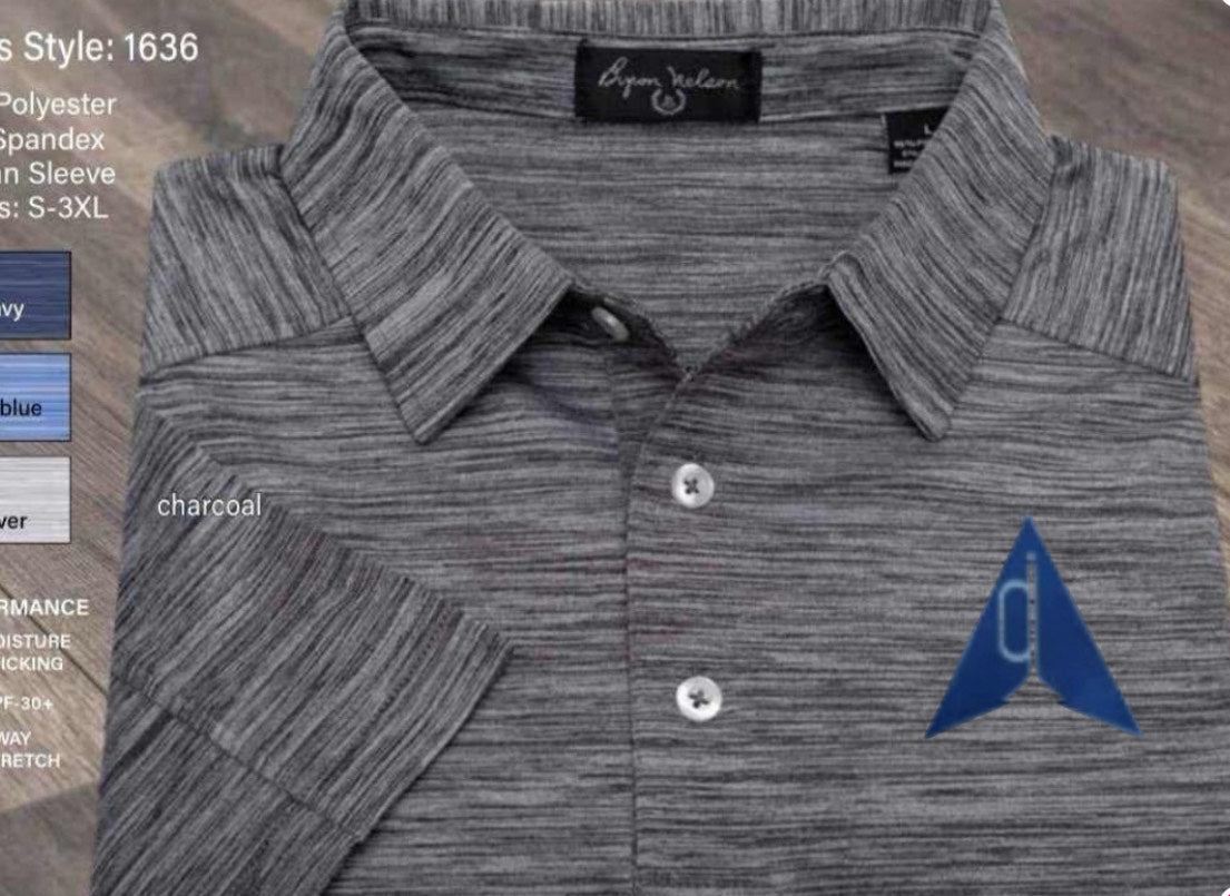 Grey Short Sleeve Button Shirt with logo embroidered