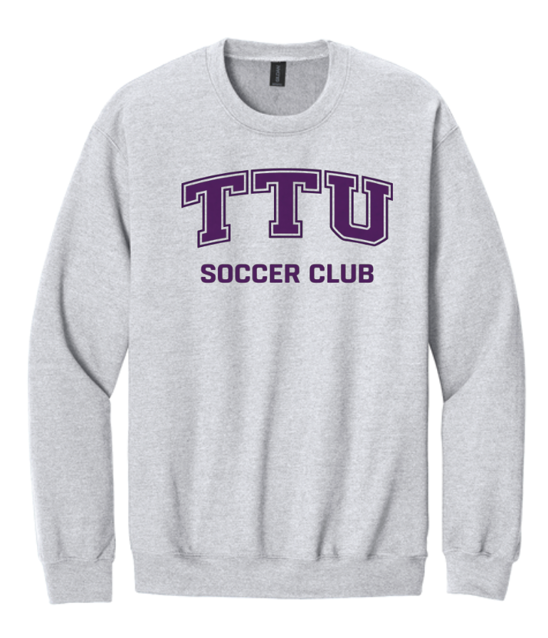 TTU Soccer SF000 Gildan Crewneck Sweatshirt Ash Grey